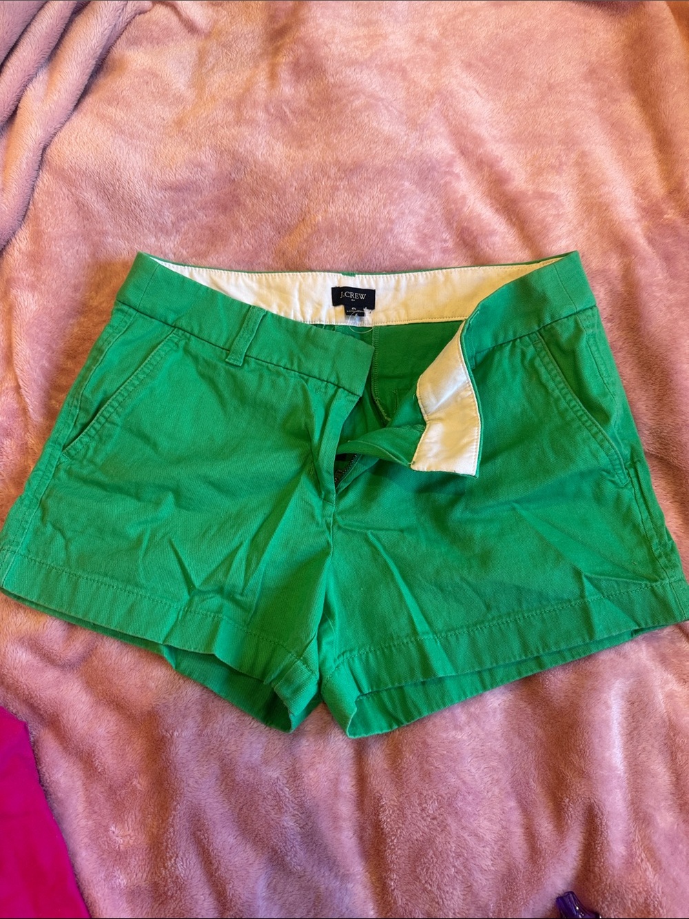J. Crew Bright Green High-Waist Chino Shorts